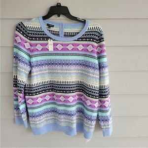 NWT- Talbots pullover light blue and multicolored sweater size 2X